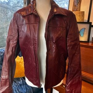 Vintage Burgundy Leather Jacket, made in Argentina!!